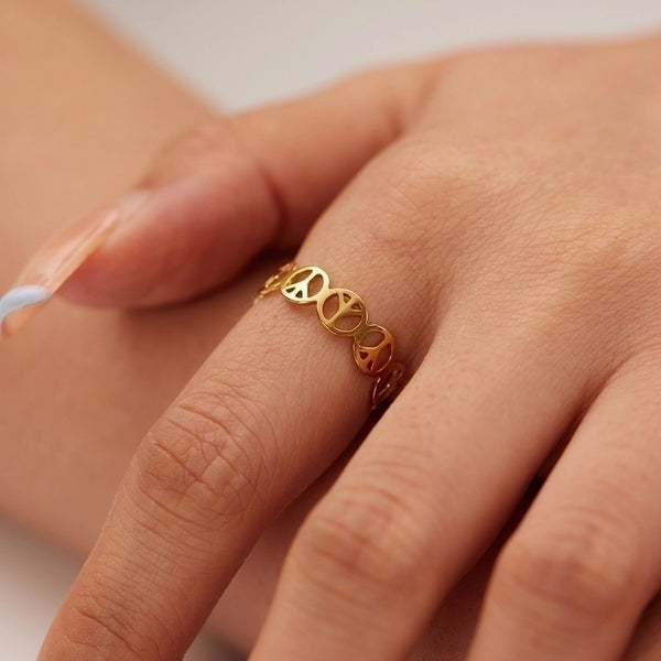 Simple Style Geometric Solid Color Stainless Steel Plating Hollow Out 18k Gold Plated Open Rings