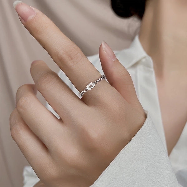 Minimalist Geometric Square Copper Plating Hollow Out Inlay Zircon Gold Plated Silver Plated Open Ring