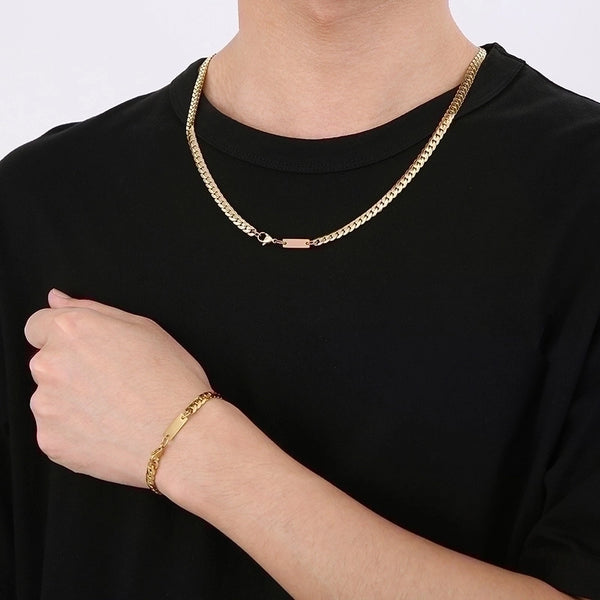 Jewelry Minimalist Geometric Stainless Steel 18K Gold Plated Bracelets Necklace