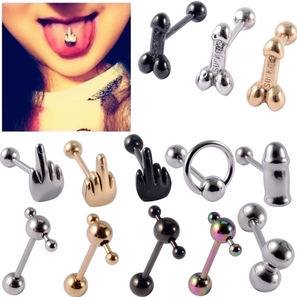 1 Piece Tongue Rings Minimalist Geometric 304 Stainless Steel Plating 18K Gold Plated