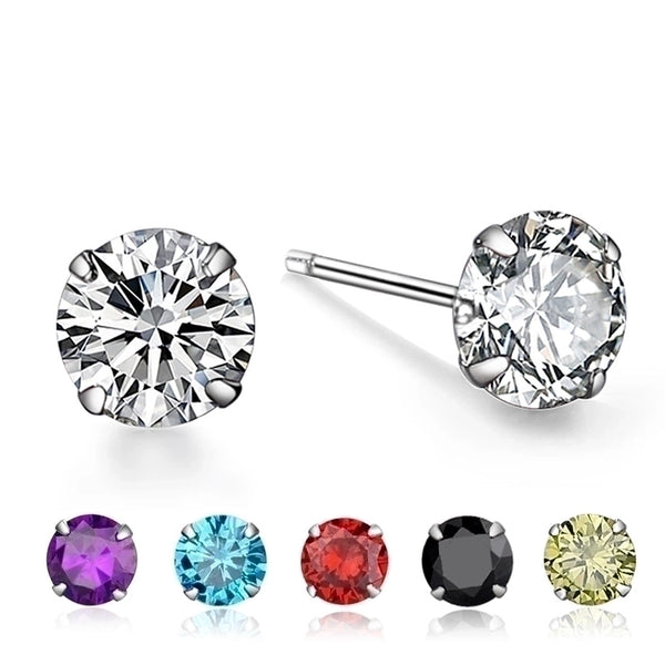 Simple Style Geometric Sterling Silver Zircon Ear Studs 1 Pair