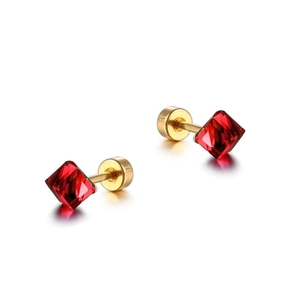 Simple Style Geometric Titanium Steel Plating Artificial Diamond Ear Studs 1 Piece