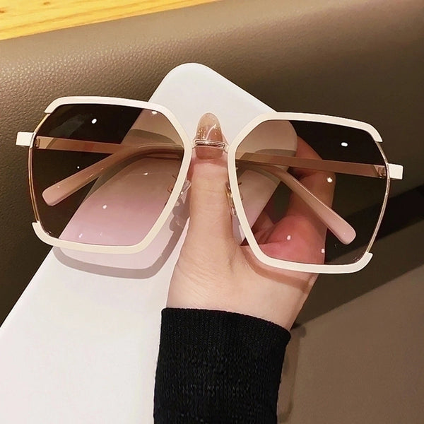 Simple Style Gradient Color Resin Polygon Half Frame Women's Sunglasses