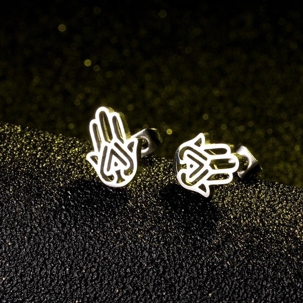 Simple Style Hand Of Fatima Stainless Steel Plating Ear Studs 1 Pair