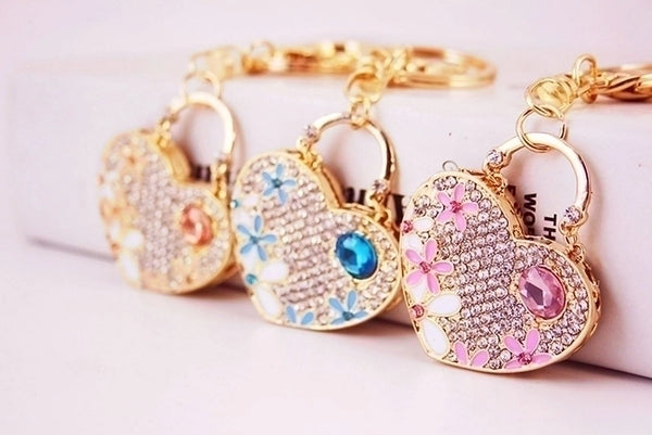 Simple Style Heart Shape Alloy Inlay Rhinestones Women's Keychain