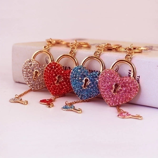 Simple Style Heart Shape Alloy Inlay Rhinestones Women's Keychain