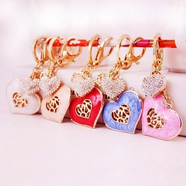 Minimalist Heart Shape Alloy Inlay Rhinestones Women's Keychain