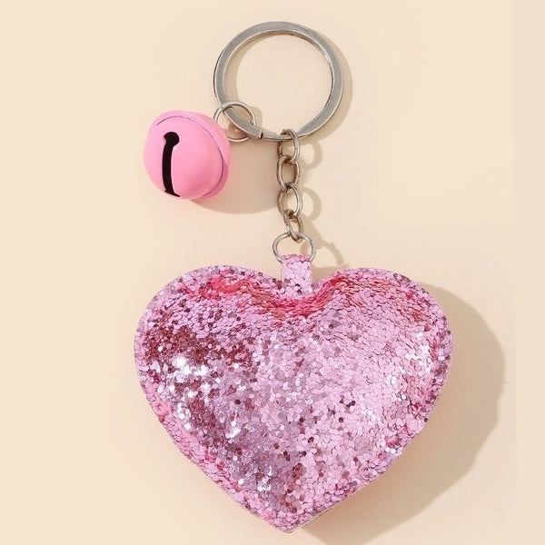 Minimalist Heart Shape Bell Pu Leather Metal Bag Pendant Keychain