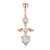 Simple Style Heart Shape Bow Knot Stainless Steel Plating Zircon Belly Ring 1 Piece