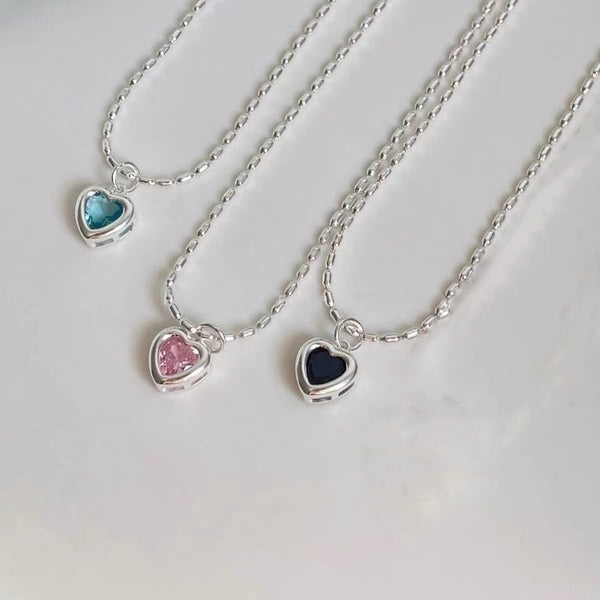 Minimalist Heart Shape Copper Necklace Plating Glass Stainless Steel Necklaces