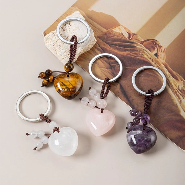 Simple Style Heart Shape Crystal Agate Unisex Keychain