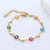 Simple Style Heart Shape Flower Stainless Steel Patchwork Enamel Gold Plated Bracelets