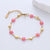 Simple Style Heart Shape Flower Stainless Steel Patchwork Enamel Gold Plated Bracelets