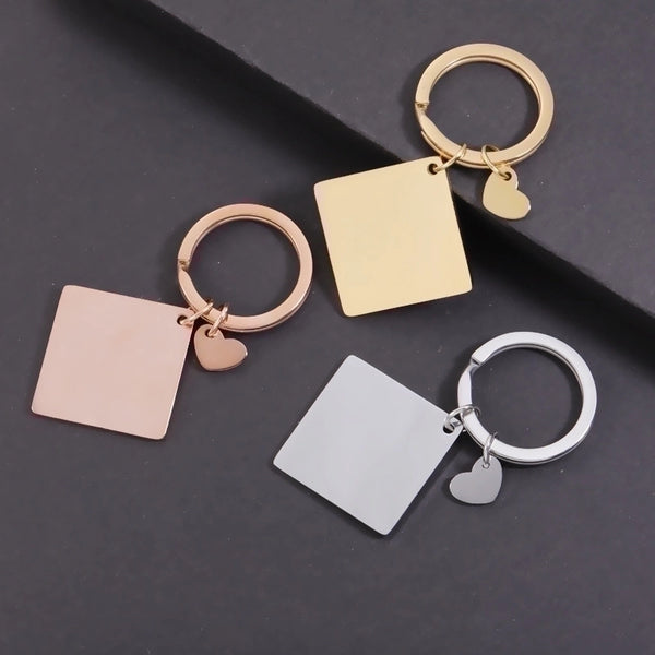 Simple Style Heart Shape Rhombus Stainless Steel Polishing Plating None 18K Gold Plated Keychain