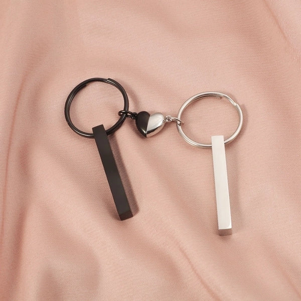 Minimalist Heart Shape Solid Color Titanium Steel Couple Keychain