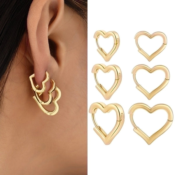 Simple Style Heart Shape Stainless Steel Earrings Plating Stainless Steel Earrings 1 Pair