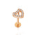 Simple Style Heart Shape Stainless Steel Hollow Out Zircon Lip Stud Ear Studs 1 Piece