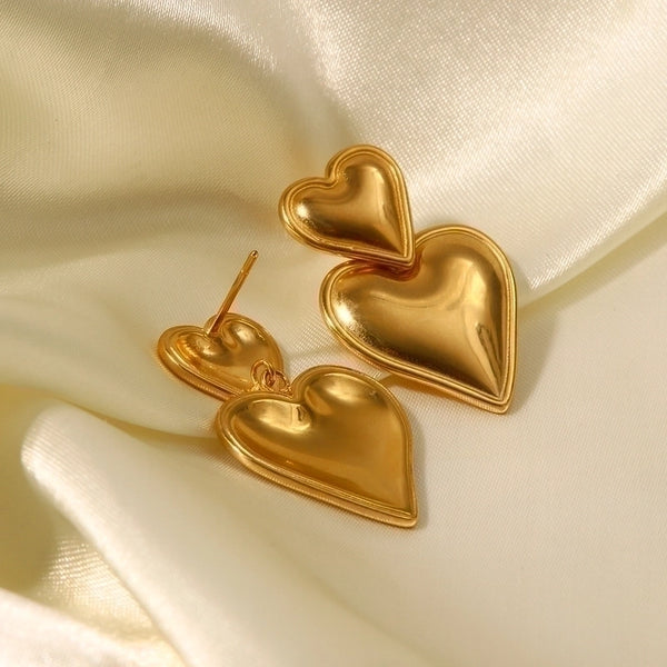 Simple Style Heart Shape Stainless Steel Plating Drop Earrings 1 Pair