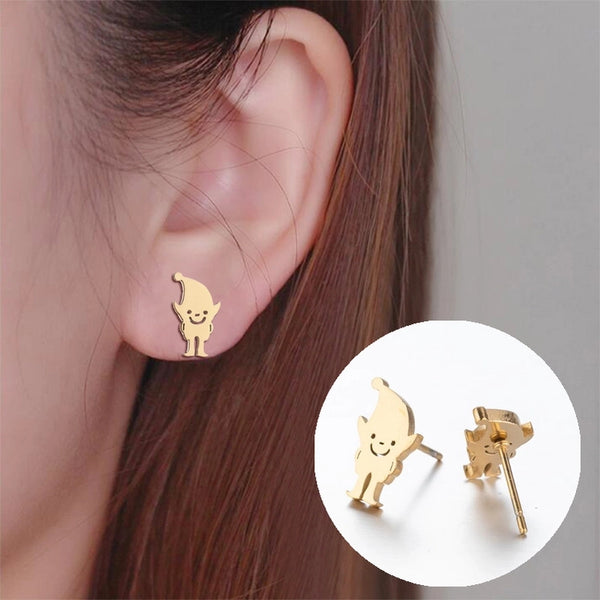 Minimalist Heart Shape Stainless Steel Plating Ear Studs 1 Pair