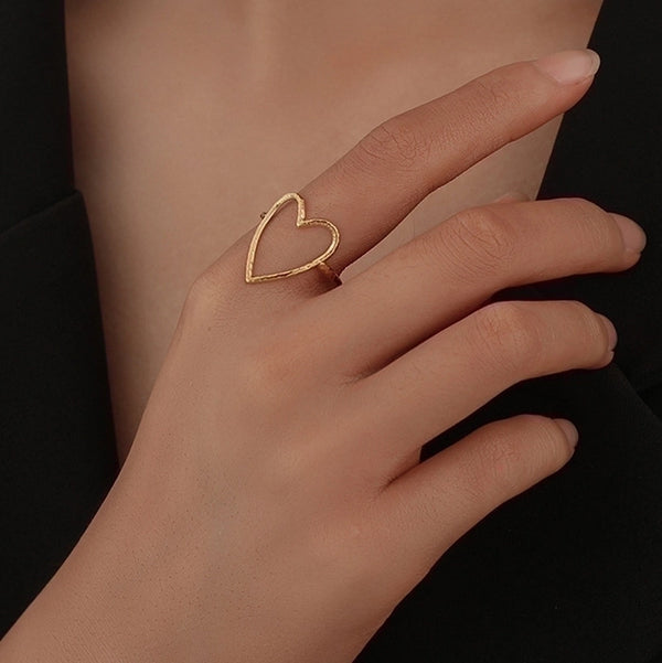 Simple Style Heart Shape Stainless Steel Plating Open Ring