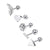 Simple Style Heart Shape Stainless Steel Plating Zircon Ear Studs 5 Piece Set