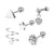 Simple Style Heart Shape Stainless Steel Plating Zircon Ear Studs 5 Piece Set