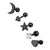 Simple Style Heart Shape Stainless Steel Plating Zircon Ear Studs 5 Piece Set