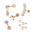 Simple Style Heart Shape Stainless Steel Plating Zircon Ear Studs 5 Piece Set