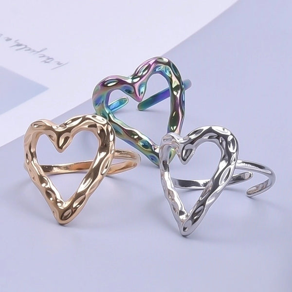 Simple Style Heart Shape Stainless Steel Polishing Rings