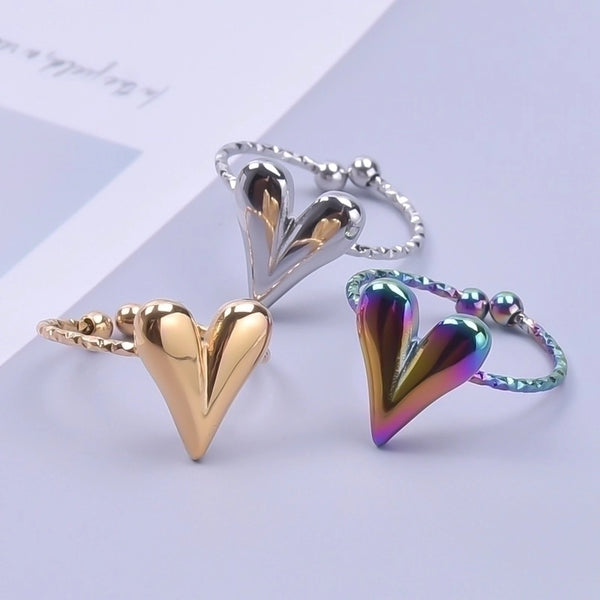 Simple Style Heart Shape Stainless Steel Polishing Rings