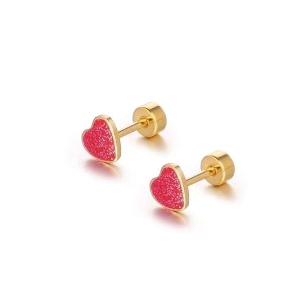 Simple Style Heart Shape Titanium Steel Plating Ear Studs 1 Piece