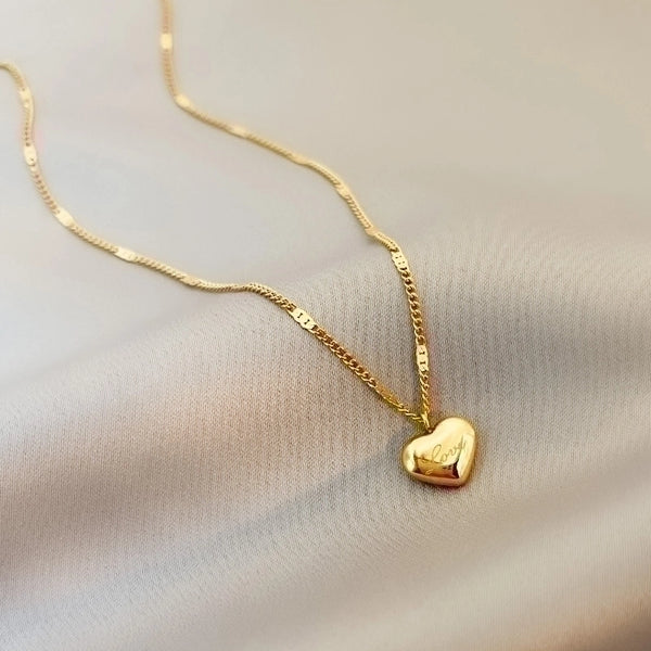 Minimalist Heart Shape Titanium Steel Plating Gold Plated Pendant Necklace