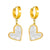 Simple Style Heart Shape Titanium Steel Plating Inlay Shell Drop Earrings 1 Pair