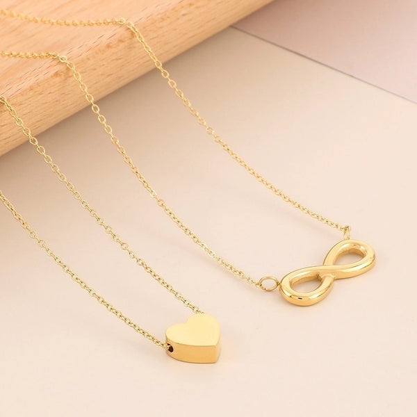 Simple Style Infinity Heart Shape Stainless Steel Titanium Steel Plating 18k Gold Plated Pendant Necklace