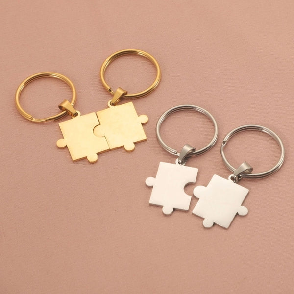 Simple Style Jigsaw Titanium Steel Unisex Bag Pendant Keychain