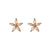 Simple Style Leaf Flower Inlay Stainless Steel Zircon Gold Plated Ear Studs