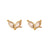 Simple Style Leaf Flower Inlay Stainless Steel Zircon Gold Plated Ear Studs