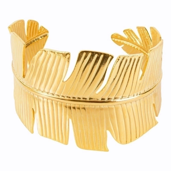 Minimalist Leaves 304 Stainless Steel 18K Gold Plated Bangle In Bulk