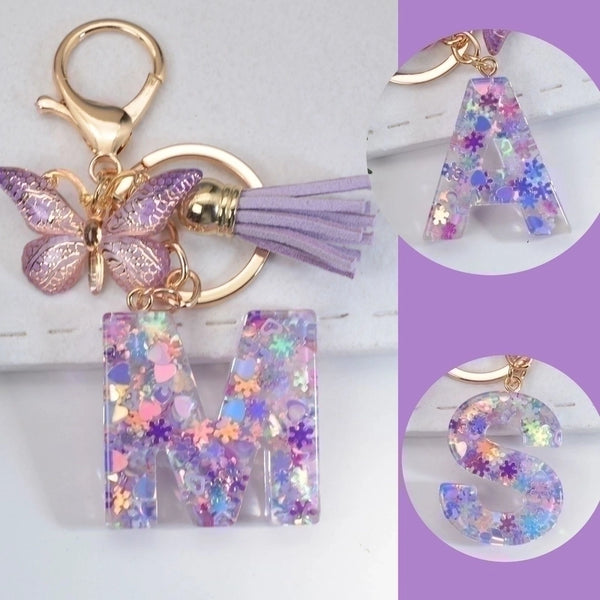 Simple Style Letter Butterfly Plastic Resin Epoxy Bag Pendant Keychain