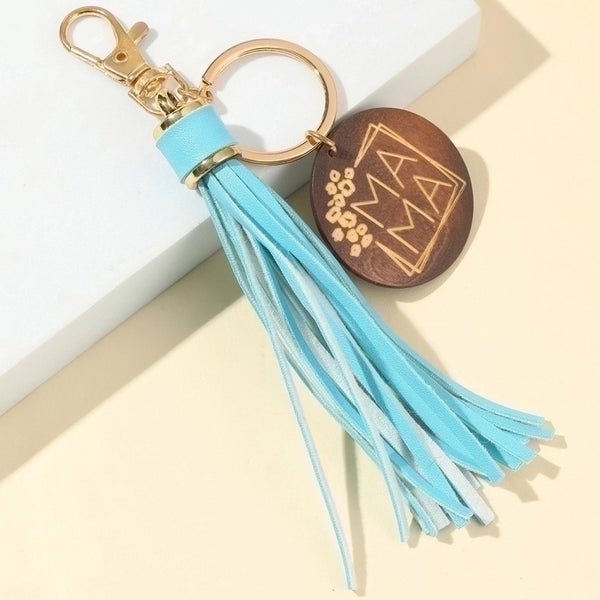 Simple Style Letter Pu Leather Metal Tassel Keychain