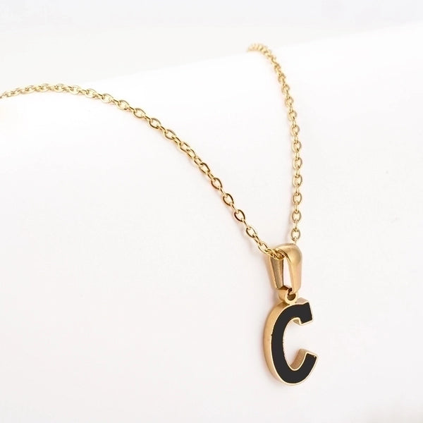 Simple Style Letter Stainless Steel Pendant Necklace Gold Plated Stainless Steel Necklaces