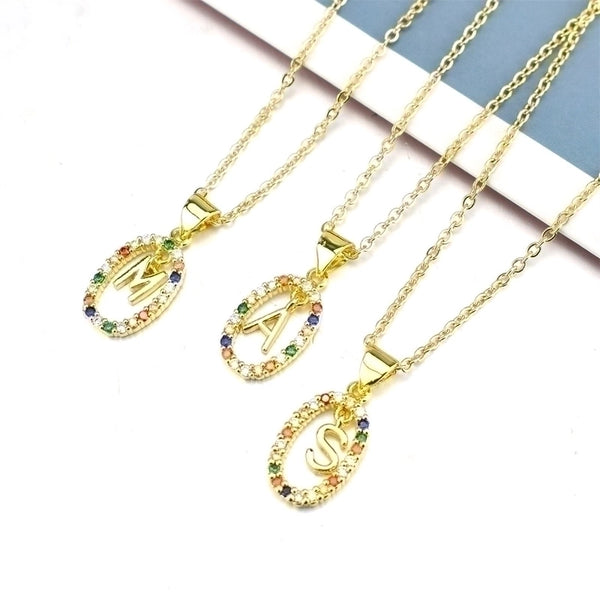 Simple Style Letter Stainless Steel Plating Inlay Zircon Pendant Necklace