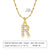 Simple Style Letter Stainless Steel Titanium Steel Inlay Artificial Diamond Pendant Necklace