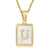 Simple Style Letter Stainless Steel Titanium Steel Plating Inlay Shell 18k Gold Plated Pendant Necklace