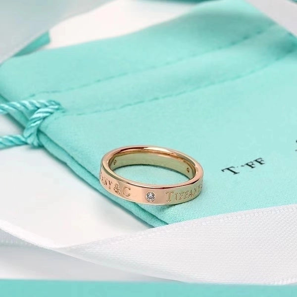 Simple Style Letter Titanium Steel Inlay Glass Rings