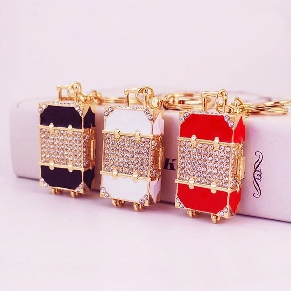 Minimalist Luggage Zinc Alloy Plating Inlay Rhinestones Women's Bag Pendant Keychain