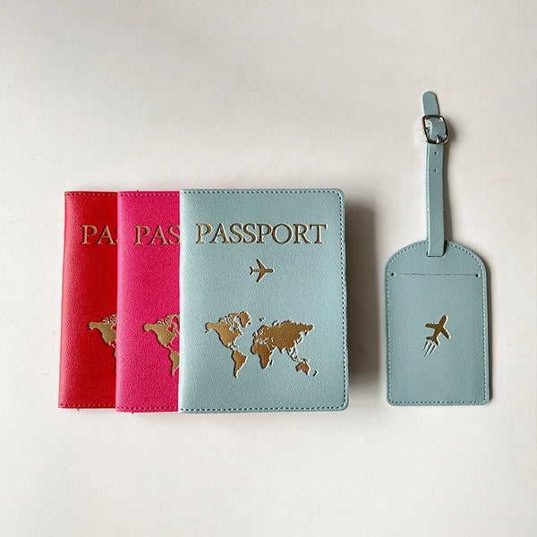 Simple Style Map Letter Pu Leather Passport Holders