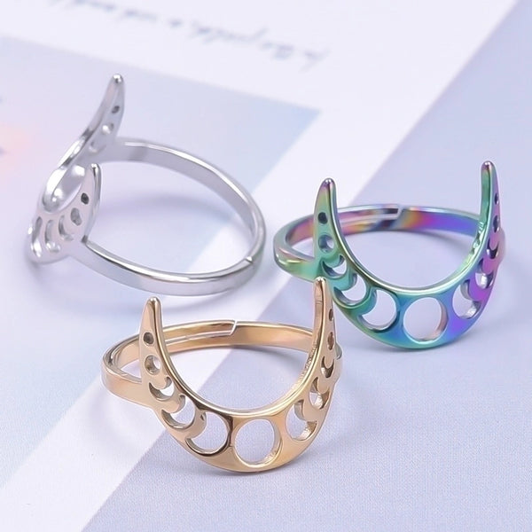 Simple Style Moon Stainless Steel Polishing Rings