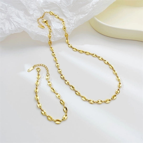 Simple Style Pig Nose Stainless Steel Plating Gold Plated Bracelets Necklace