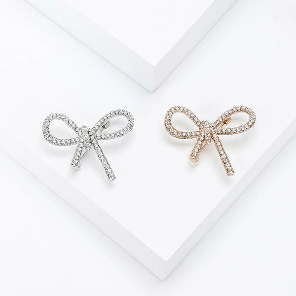 Minimalist Pin Bow Knot Alloy Plating Inlay Rhinestones Women's Brooches